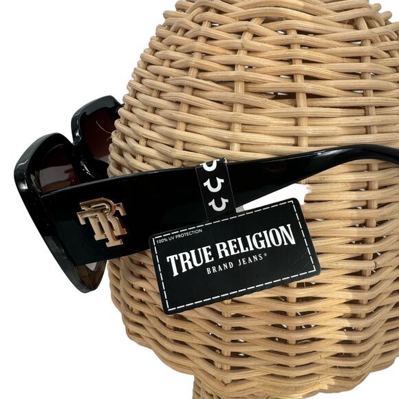 NWT True Religion black large square sunglasses - Picture 6 of 7